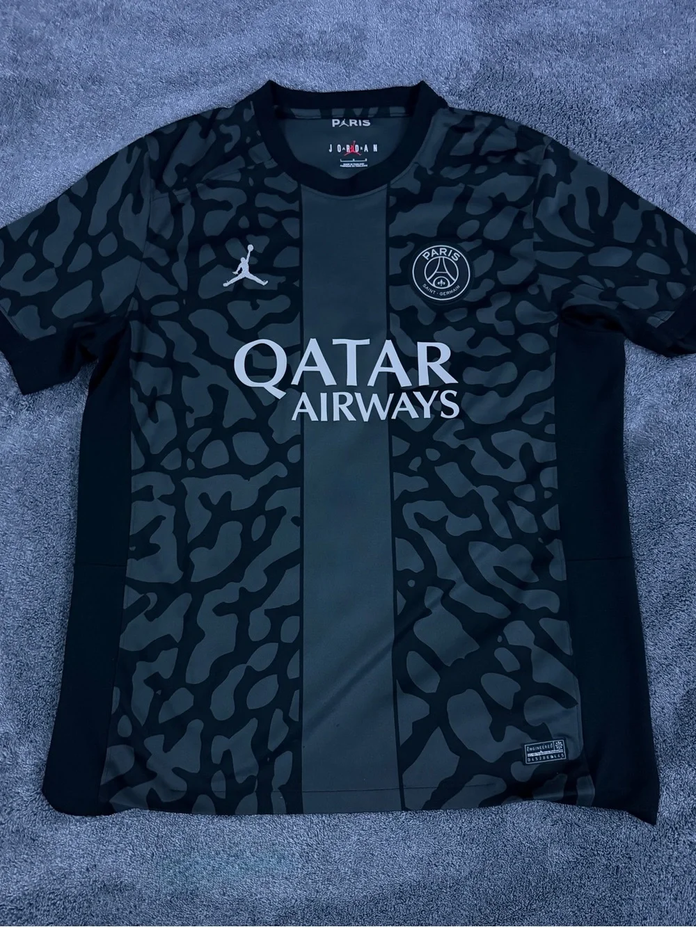 Jordan Paris Black & Gray Camo Football Jersey with Red Jumpman